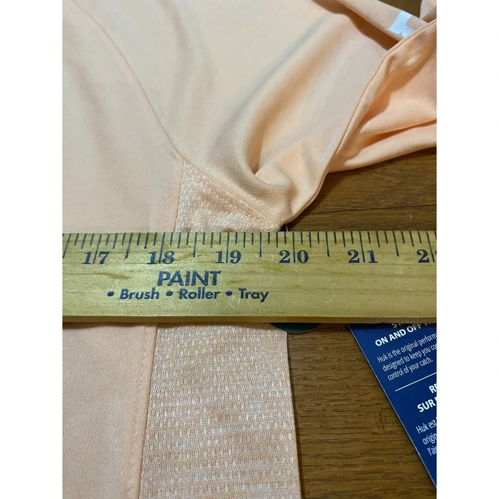 Huk Performance Fishing Long‎ Sleeve Shirt Mens Small Peach Activewear New! $45